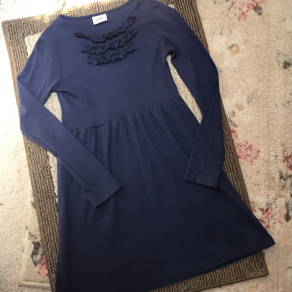 Girls Mini Boden Navy Long Sleeve Dress